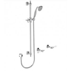 Lillian Lever Rail Shower Set with Ceramic White Handle